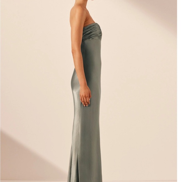 La Lune Strapless Ruched Bodice Maxi Dress - Sage - 4 - Picture 4 of 4